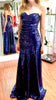 Long strapless sequin dress